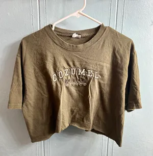 Casual Cropped Tshirt Green Size M thumbnail 1
