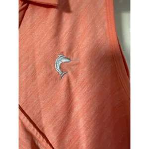 Adidas Golf Womens Sleeveless Polo Shirt Coral Heather V-Neck Marlin Logo Medium thumbnail 3