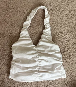 white scrunched halter top thumbnail 1
