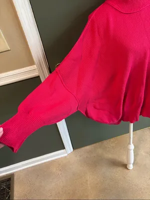 Zenana Women’s Magenta Ribbed Mock Neck Sweater thumbnail 2