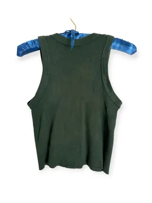 Brandy Melville Dark Green Ribbed Connor Tank Cropped Cotton comfy Y2K Top chic thumbnail 3