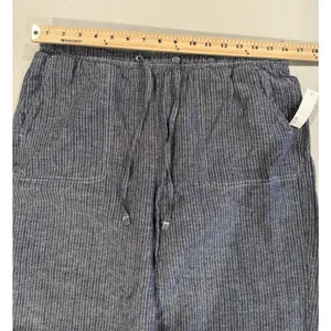 NEW Amazon Essentials Pants Medium Striped Elastic Travel Linen Cotton Cottage thumbnail 4