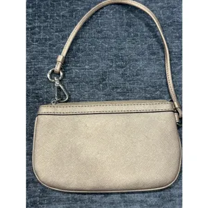 Calvin Klein Saffiano‎ Wristlet Gold Vegan Leather Zip Wallet Pouch Mini Bag thumbnail 3