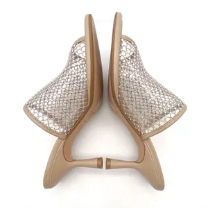 Ted Baker Celya Crystal Mesh Heeled Mules Sandals Nude Tan Size EU 39 US 8.5 thumbnail 7