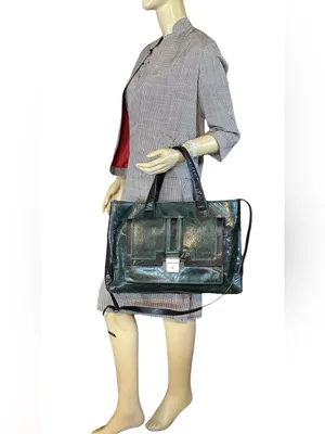 Pulicati Green & Black Crinkled Leather Cross Body Bag thumbnail 2