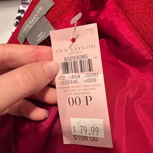 NWT Ann Taylor‎ Red Wool Pencil Skirt Size 00 Petite thumbnail 5