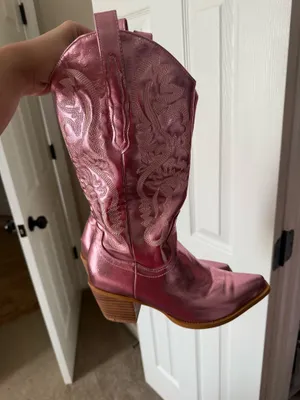 Pink metallic amazon cowgirl boots thumbnail 3