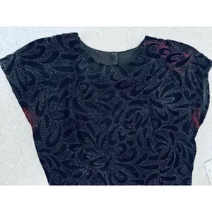 Vintage Filigree Ltd. Elegant‎ Black Sparkle Party Cocktail Dress Satin Bow Sz 8 thumbnail 14