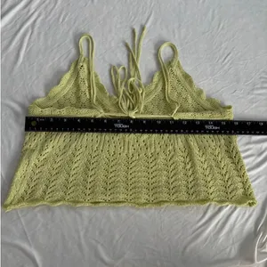 American Threads Green Crochet Crop Top Tank Adjustable Straps Y2K Small Medium‎ thumbnail 7