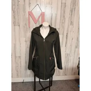 GUESS Women’s Black Hooded Zip-Up Jacket Coat Size M thumbnail 10