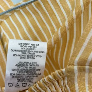 Copper Key Yellow White Striped Jumpsuit Womens Large Wide Leg Smocked Tie Waist thumbnail 8