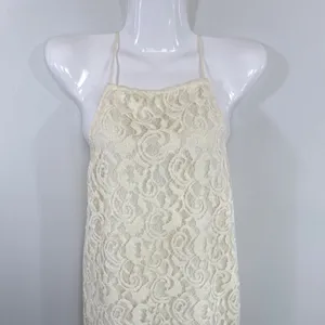 Free People Cream Lace Halter Ruffle Mini Dress Women XS Boho Festival Baby doll thumbnail 2