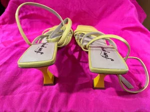 Free People Faye yellow strappy heels sandals 7.5 US 38 NWT thumbnail 5