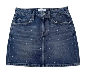 Current/Elliott Size 25 Cotton Blue Denim Studded Mini Skirt Distressed‎ thumbnail 1