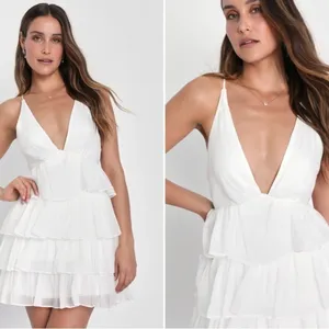 LULUS Bridal Bachelorette Engagement Bridal Shower Sexy Babydoll Mini Dress thumbnail 4