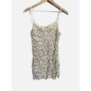 Steve Madden‎ Daisy Mini Dress Womens 10 White Crochet Floral Boho Bridal Party thumbnail 2