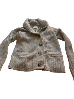 Aerie Wool Blend Shawl Collar Button Front Cardigan Gray Sweater Small in GUC thumbnail 5