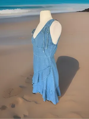 SheIn Denim Mini Tiered Ruffle Hem Dress thumbnail 7