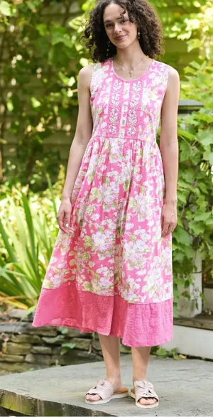 April Cornell Pink Floral Sleeveless Dress thumbnail 1