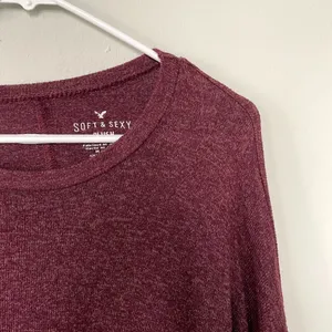 American Eagle soft and sexy purple maroon sweater rough hem casual top‎ size M thumbnail 2
