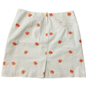 Lilly Pulitzer Vintage White Label Size 4 White Orange Shell Embroidered Skirt thumbnail 2