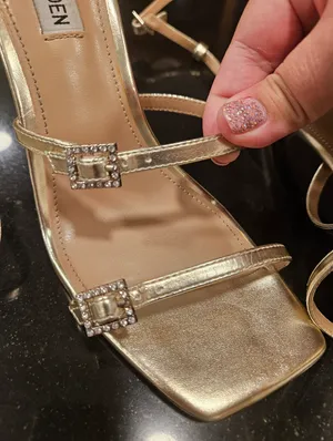 💕STEVE MADDEN💕 Dale Gold Rhinestone Sandal Heels 8 NWT thumbnail 10