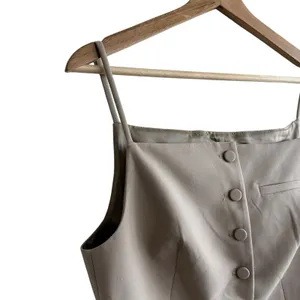 ZARA Tailored Vest Sz L Taupe Neutral Button Front Women’s Preppy thumbnail 9