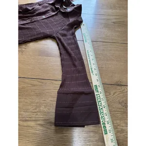 Serenade Women Size Small Button Down Shirt Crinkle Stretch Brown Office Chic thumbnail 7