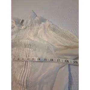 Chico's WHBM Sheer Cream Lace Pirate Blouse Boho Festival Poetic Top S Cotton‎ thumbnail 5