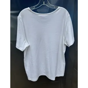 Women's V-Neck Quacker Factory SZ L White Embellished Star Rhinestones Gold Silv thumbnail 10
