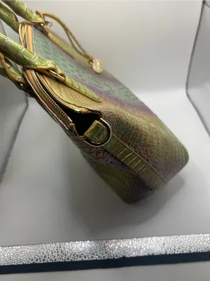 Brahmin Iridescent Green-Purple Croc Embossed Duxbury Satchel thumbnail 14