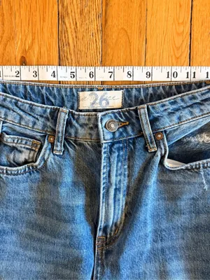 We‎ the FREE PEOPLE Straight Leg Denim Jeans My Own Lane Distressed Dark size 26 thumbnail 4