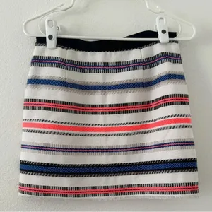 Milly Multi Color Striped White Mini Skirt Cotton Blend Preppy Luxe Size 2 thumbnail 2