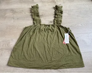 NWT 78 & Sunny Tank Top womens 2X SAGE‎ green Topanga Beach tank ruffle straps thumbnail 1