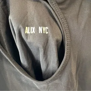 Alix Nyc Dorest Asymmetrical Neckline‎ Cutout Bodysuit Small Black thumbnail 6