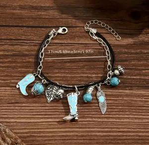 Silver and Turquoise Charm Bracelet Blue thumbnail 3