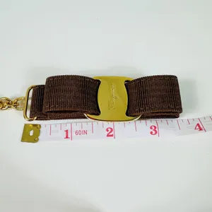 Salvatore Ferragamo Vara Bow Keychain Womens One Size Brown Gold Logo Italy thumbnail 7