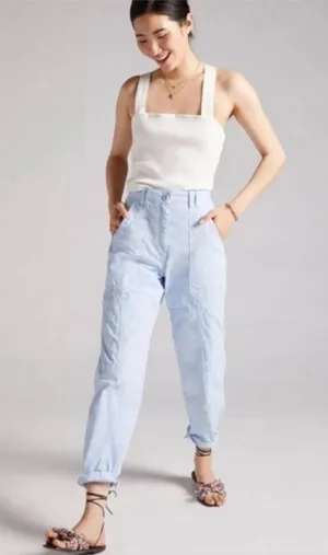 ANTHROPOLOGIE Maeve Tapered Pants Women’s size 10 Summer Iris Blue thumbnail 1