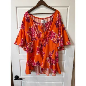 Hello Molly Moral of the Story Romper Orange Floral XS Boho Resort Tropical thumbnail 3