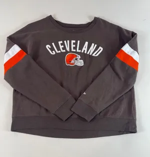 NFL Team Apparel Cropped Crewneck Fleece Sweatshirt M Charcoal Gray Cotton thumbnail 1