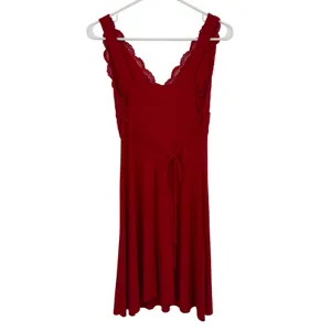 Chemise Nightie Slip Dress Women Small Red Lace‎ V-Neck Tie Back Mini Romantic thumbnail 3