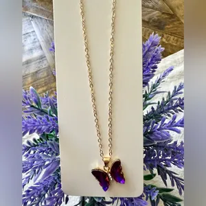 Butterfly earrings & Pendent set (Purple) Purple thumbnail 2