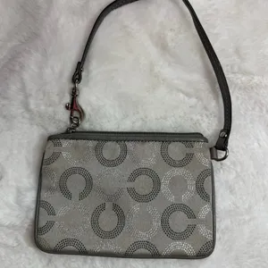 COACH Gray Silver Signature Canvas Wristlet thumbnail 2