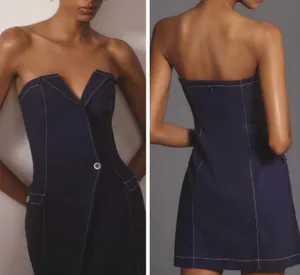 Anthropologie Maeve Strapless Linen Blend Wrap Mini Dress, Size 2 thumbnail 2