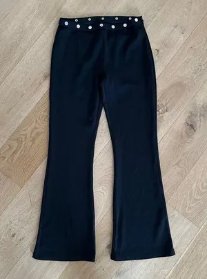 White Fox Boutique - I Want You Stud Waist Flare Pants in Black & Silver thumbnail 1