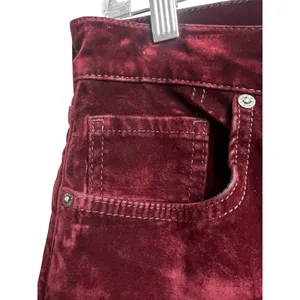 We The Free Stella Velvet Skinny Pants Red Hue Raw Hem Button Fly 29 thumbnail 8