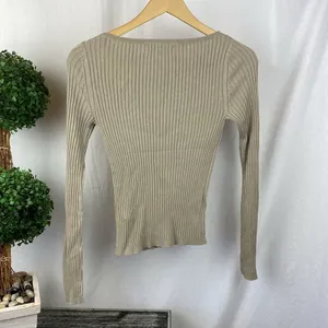 Boden Tan Ribbed Knit Long Sleeve Vintage Sweater Top S thumbnail 3