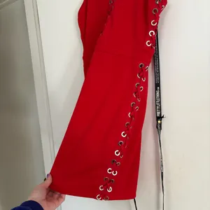 PrettyLittleThing Red Lace-Up Mini Dress thumbnail 6