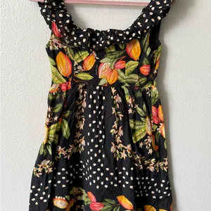 Farm Rio Tropical Floral Polka Dot Mini Dress S | Ruffle Strap Summer Vacation thumbnail 8