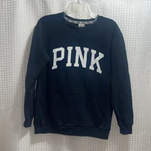 Victoria’s Secret PINK Logo Crewneck Sweatshirt XS Black thumbnail 1
